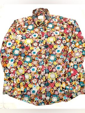 TuneVuse Vibrant Multicolor Floral Button-Up Shirt Regular Fit--Size Large